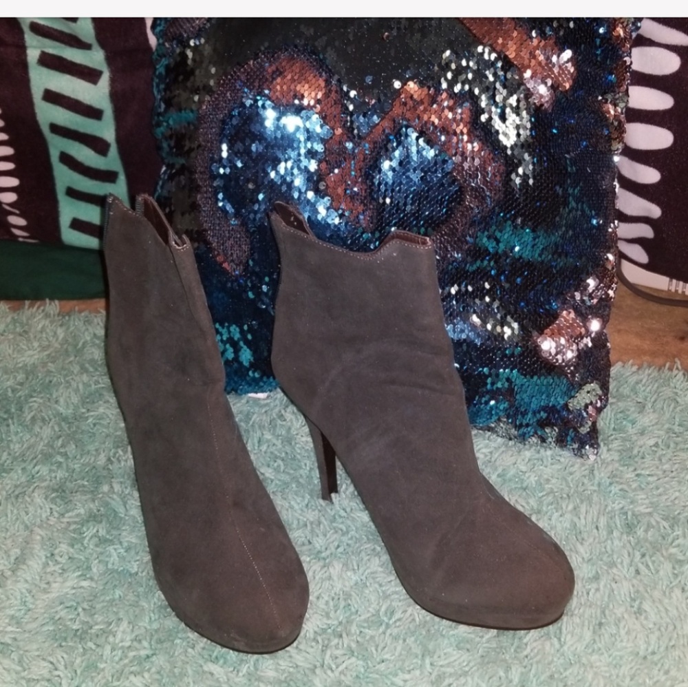 Suede Heel Ankle Boots